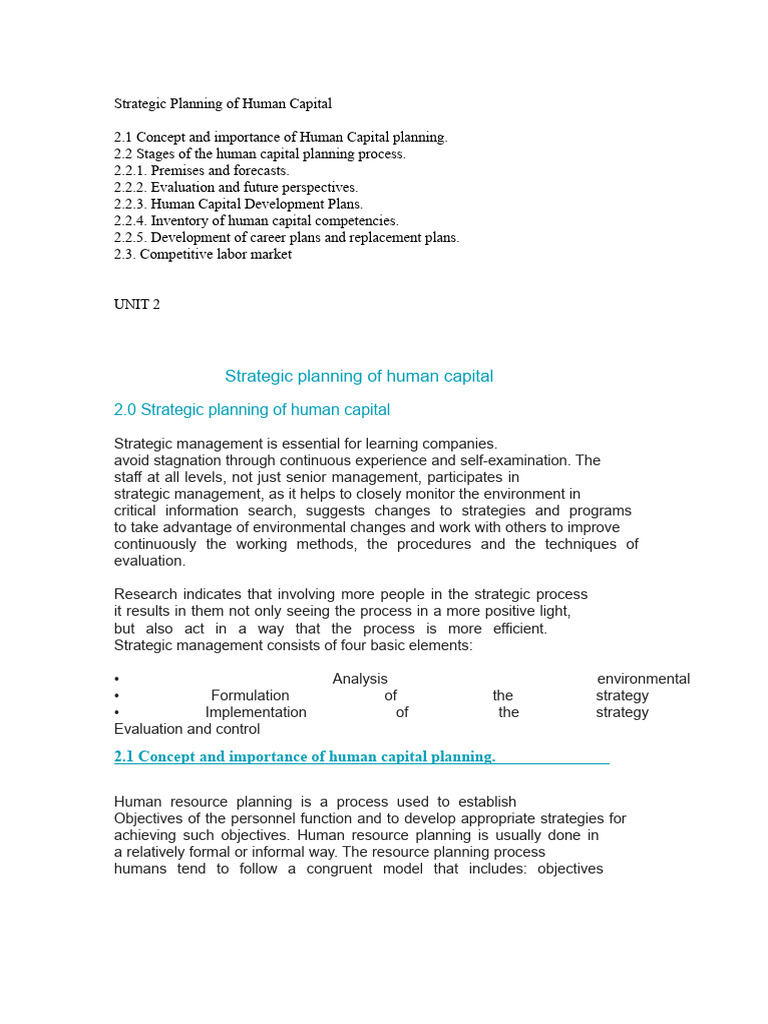 Unit 02 Human Capital Management | PDF | Forecasting | Strategic Management
