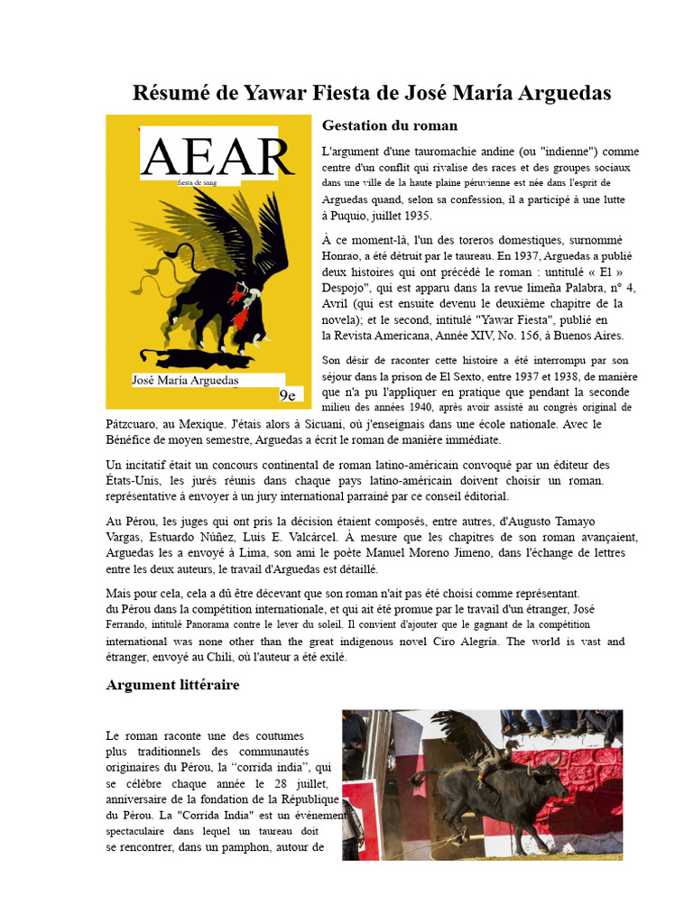 Yawar Fiesta : Tradition et Conflit Ethnique | PDF