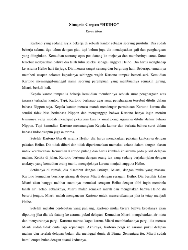 Sinopsis Cerpen Heiho