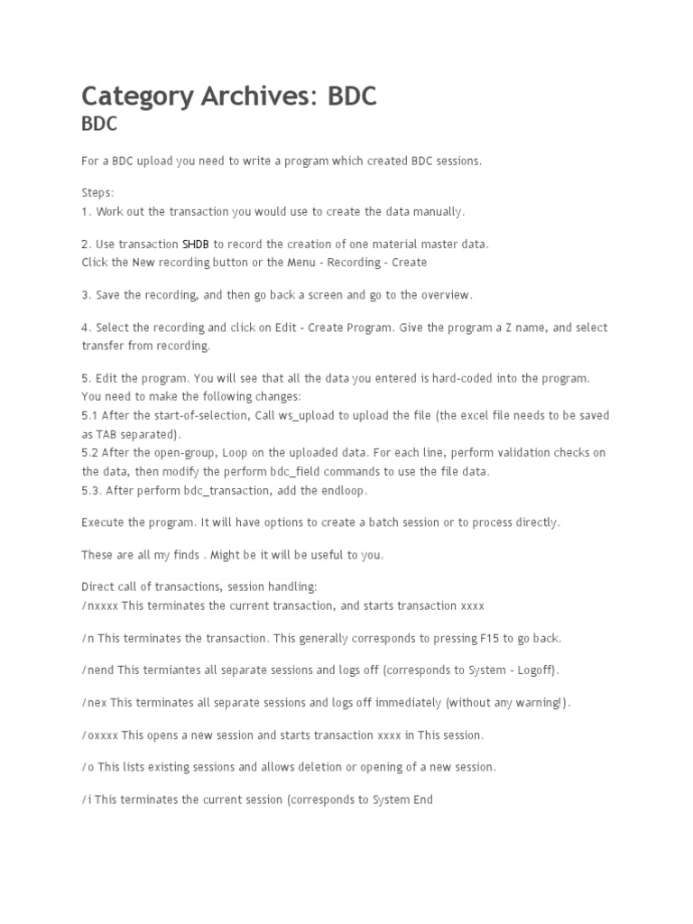 BDC Program Creation in SAP | PDF | Finance & Money Management ...