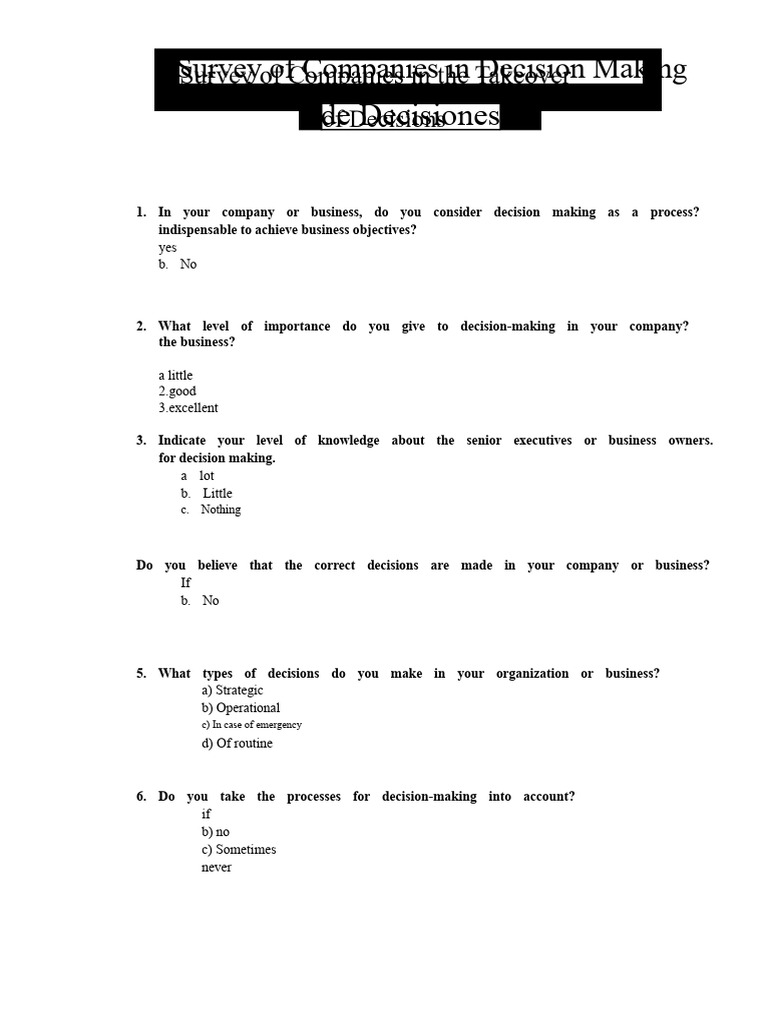 Company Decision-Making Survey Insights | PDF | Decision Making