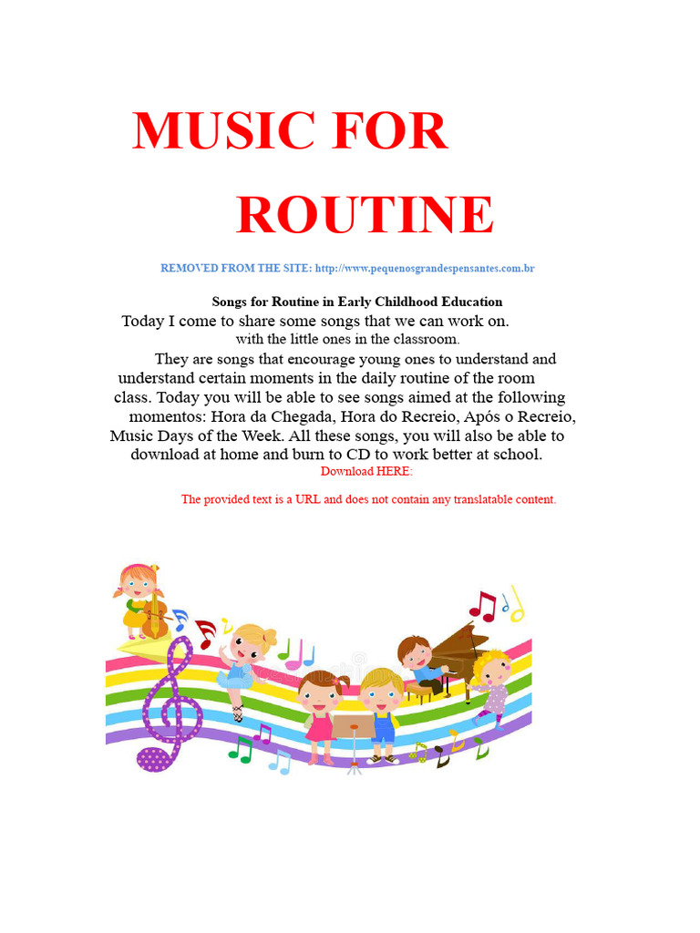 Songs for Early Childhood Routines | PDF