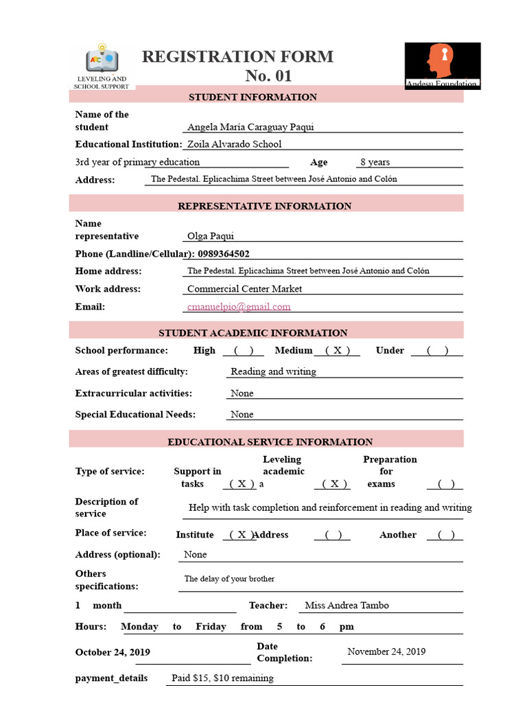 Student Registration Forms for Academic Support | PDF | Learning ...