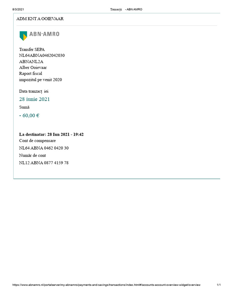 Tranzacții - ABN AMRO | PDF