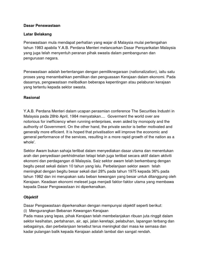 Dasar Penswastaan  PDF