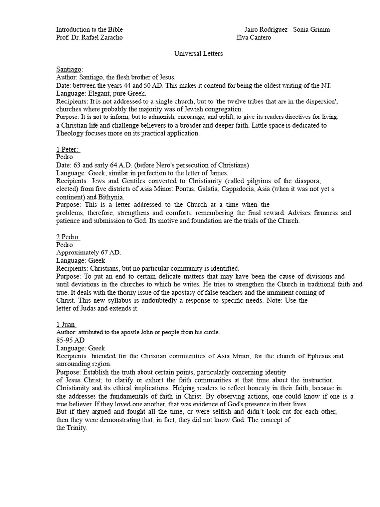 Overview of New Testament Letters | PDF | Early Christianity | Faith
