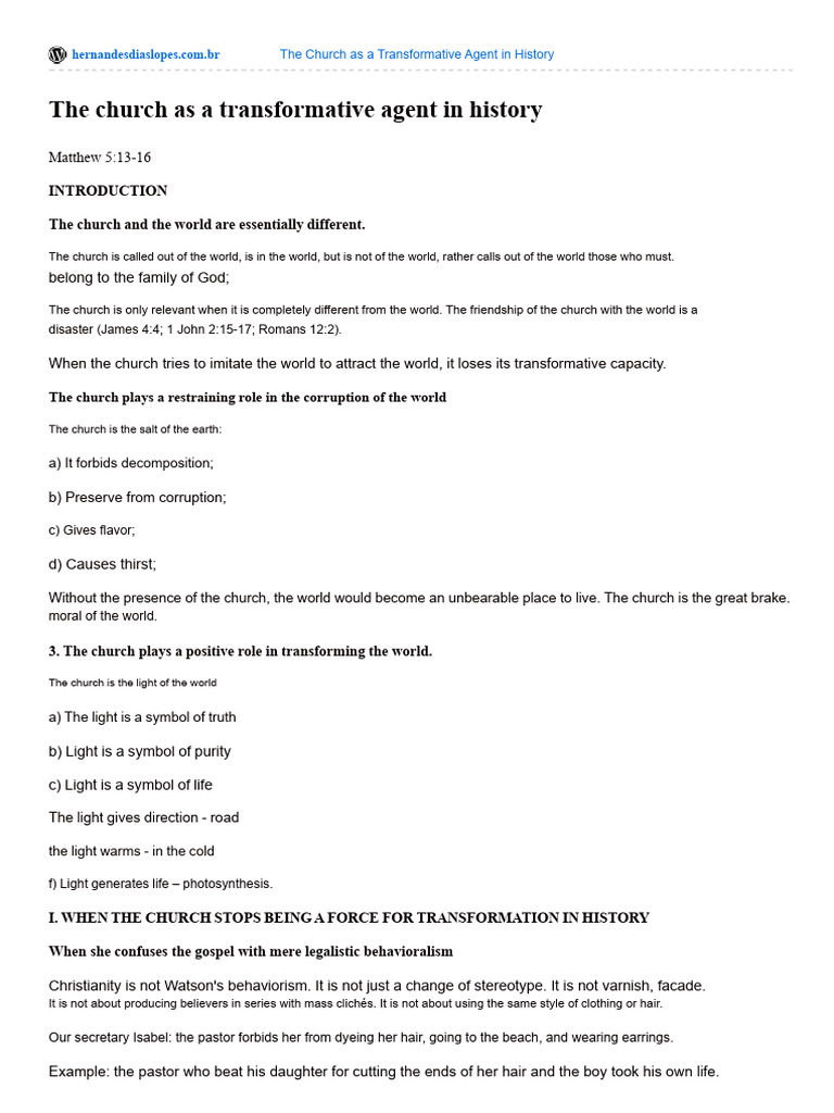 Church's Role in Historical Transformation | PDF | Jesus | Religious ...