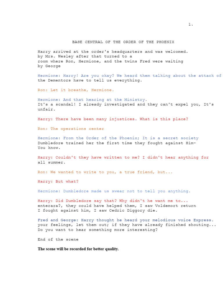 Script | PDF | Harry Potter