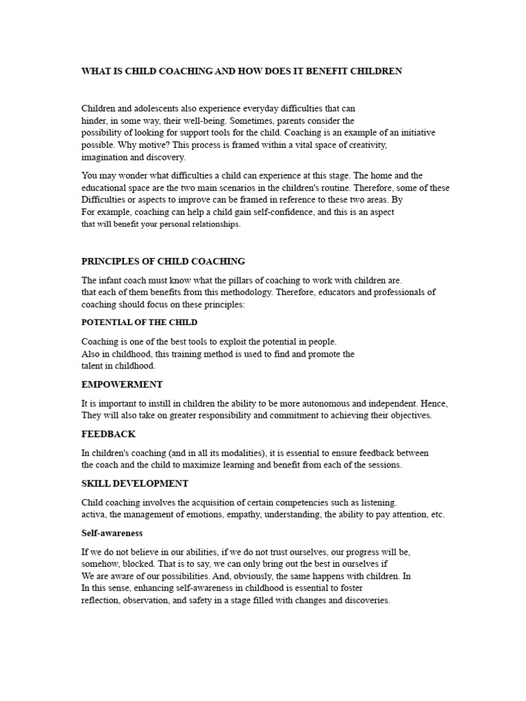 What Is Child Coaching | PDF | Self Awareness | Well Being