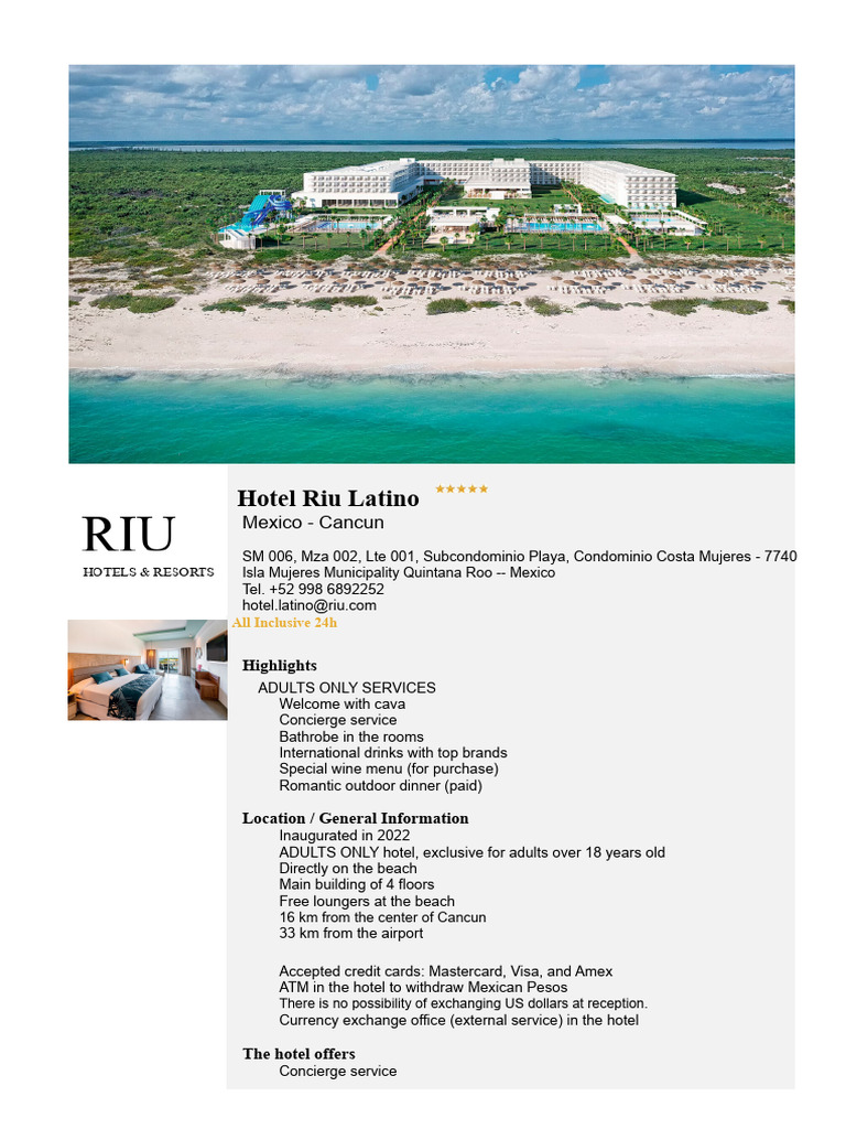 Riu Latino Steakhouse Menu Overview | PDF | Buffet | Meal