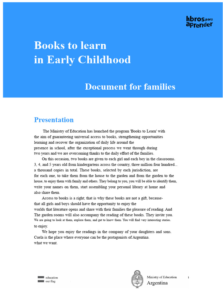 Books To Learn in Early Childhood: Document For Families | PDF | Libraries