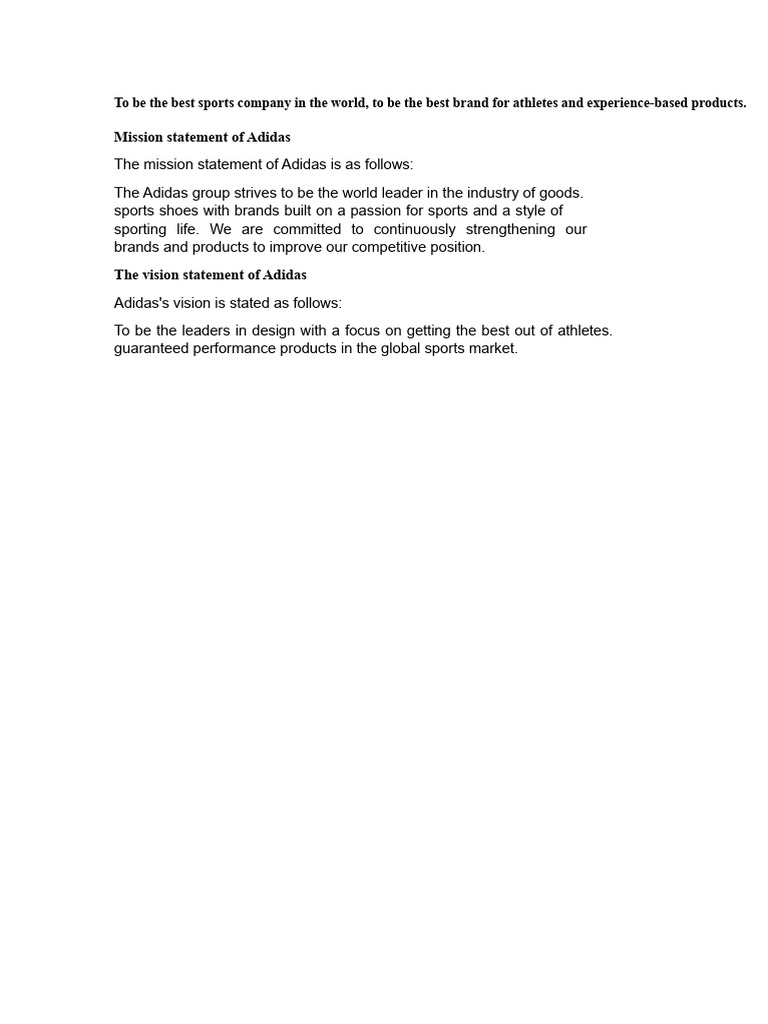 Adidas Mission and Vision Statements | PDF | Brand | Adidas