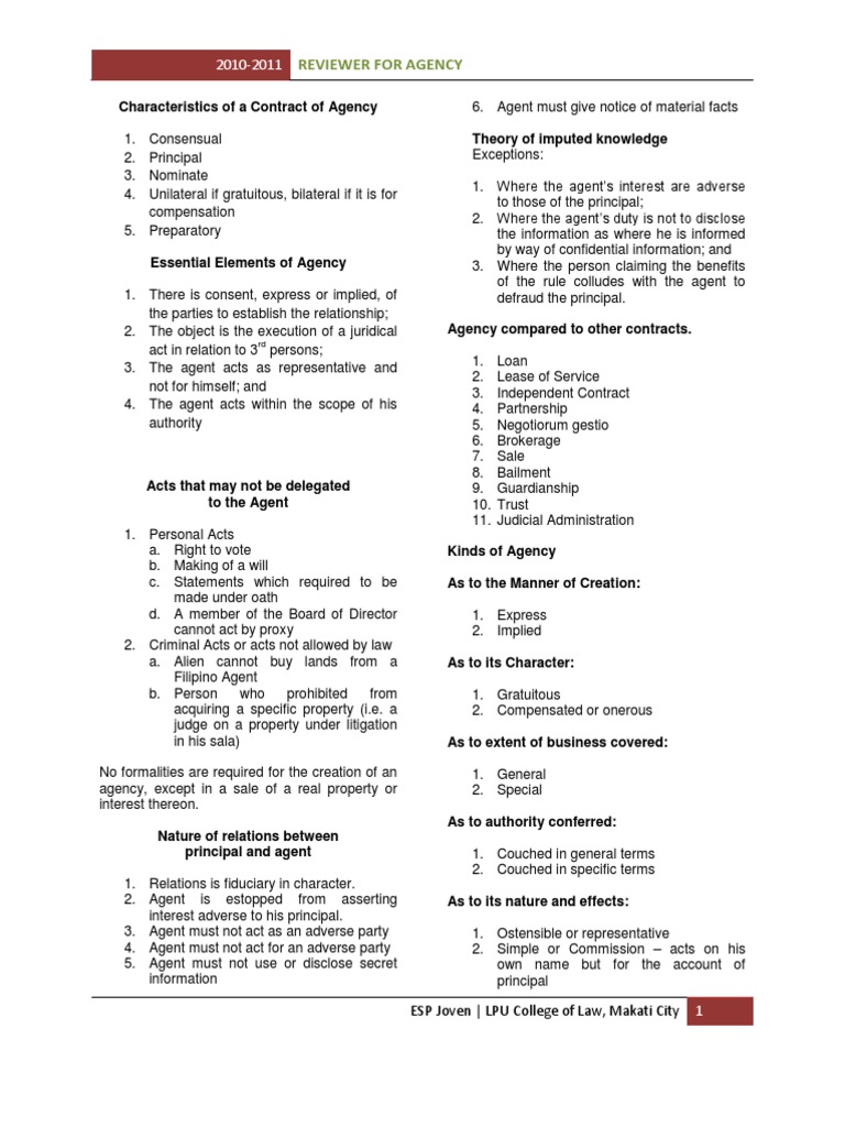 Reviewer Agency Law Of Agency Estoppel