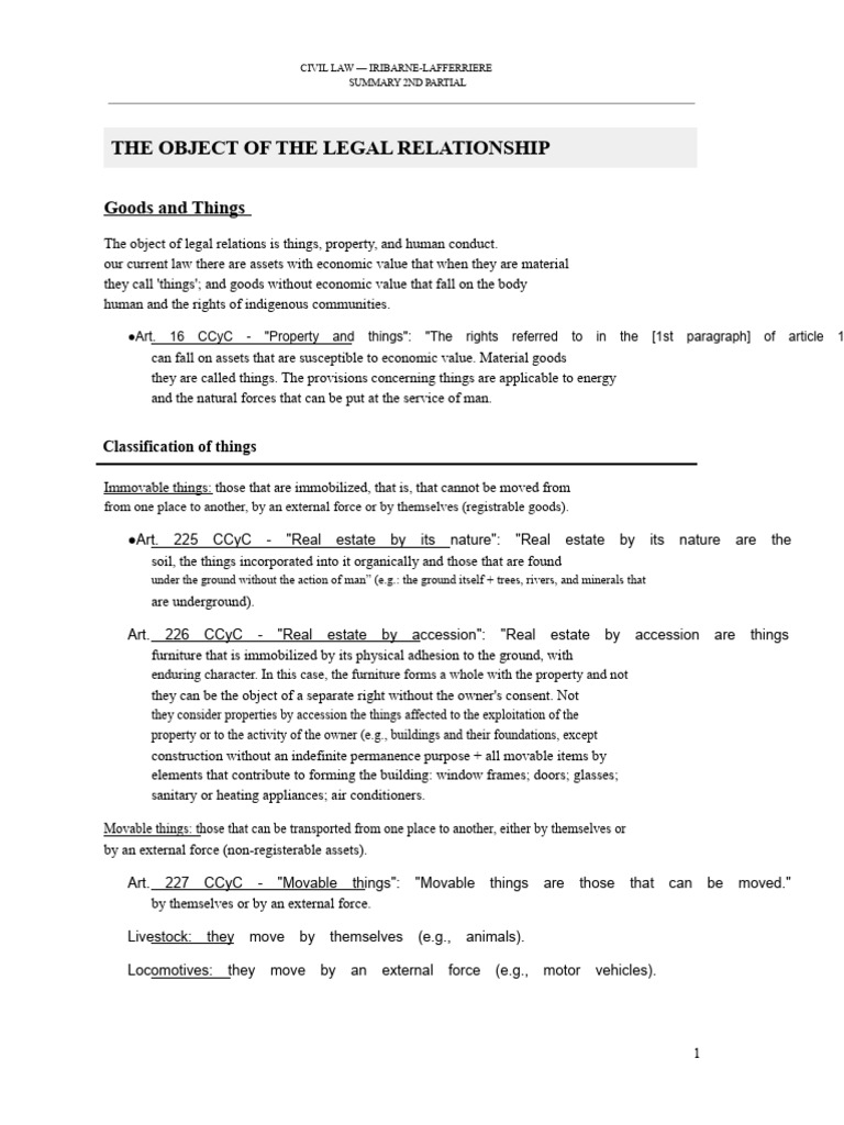 Civil Law: Objects of Legal Relationships | PDF | Guarantee | Property