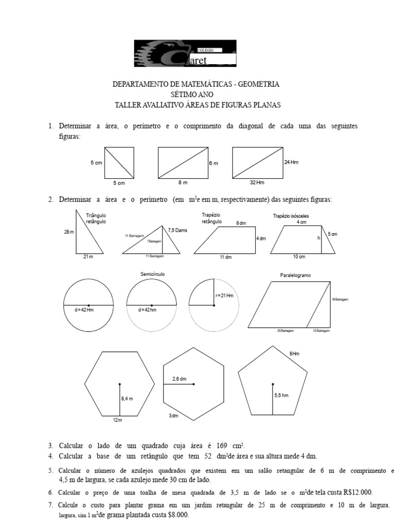 Cálculo de Áreas e Perímetros em Geometria | PDF | Triângulo ...