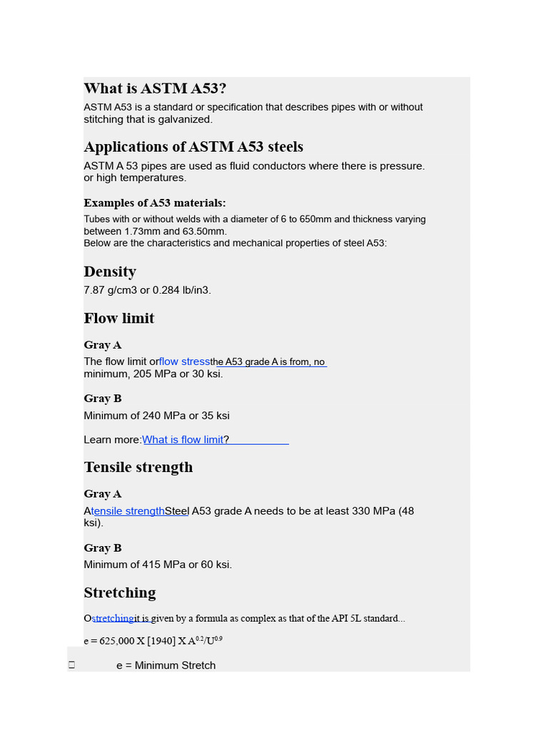 Overview of ASTM A53 Steel Pipes | PDF