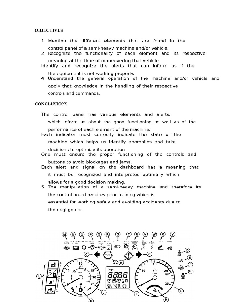Semi-Heavy Machine Control Panel Guide | PDF | Vehicles | Mechanical ...