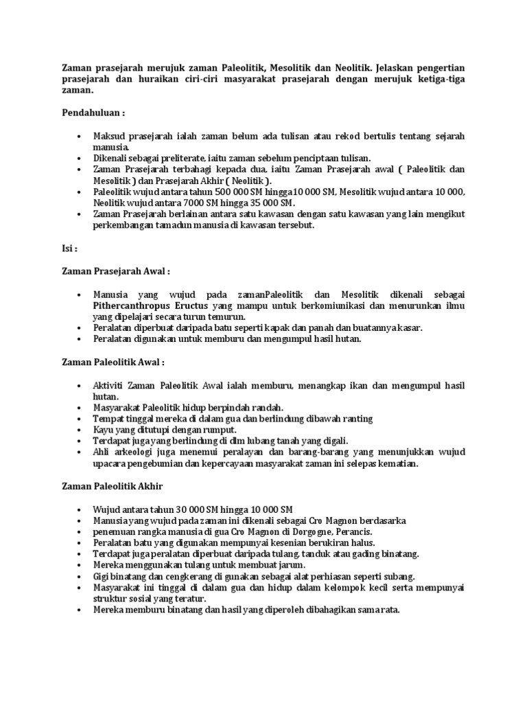 Zaman Prasejarah Merujuk Zaman Paleoliti1  PDF