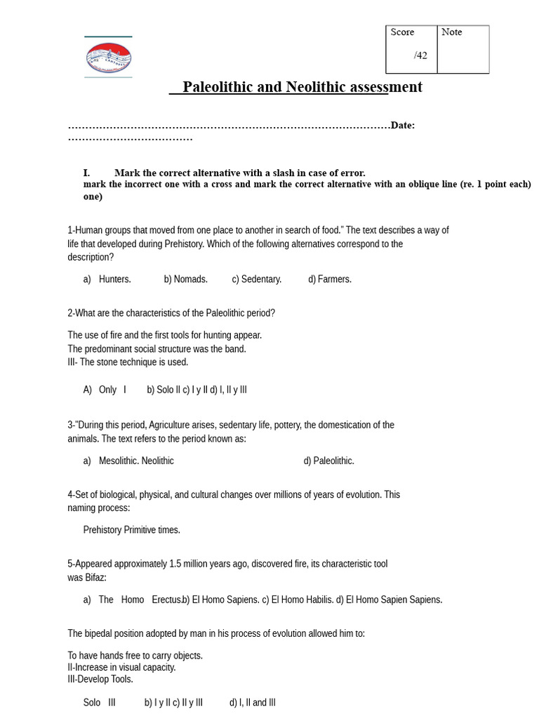 Evaluation of The Paleolithic and Neolithic | PDF | Homo | Neolithic