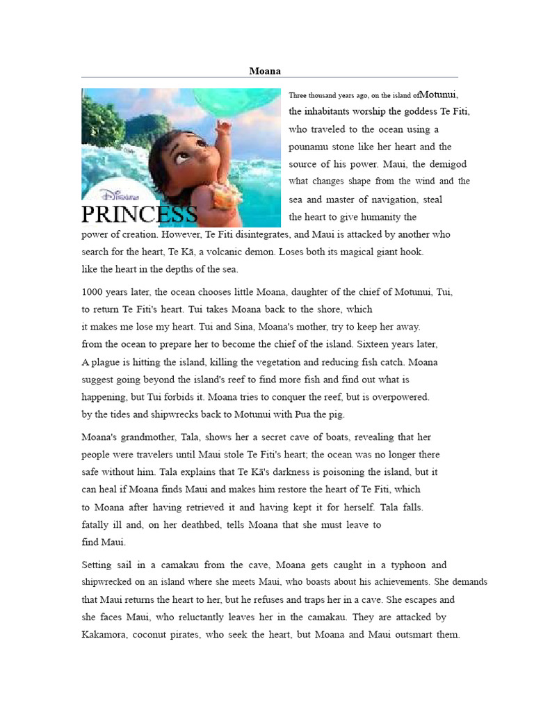 Moana's Quest to Restore Te Fiti's Heart | PDF | Moana (2016 Film)
