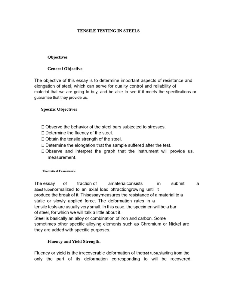 Steel Tensile Testing Overview | PDF | Deformation (Engineering ...