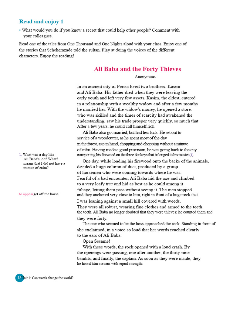 Ali Baba and the Forty Thieves Summary | PDF