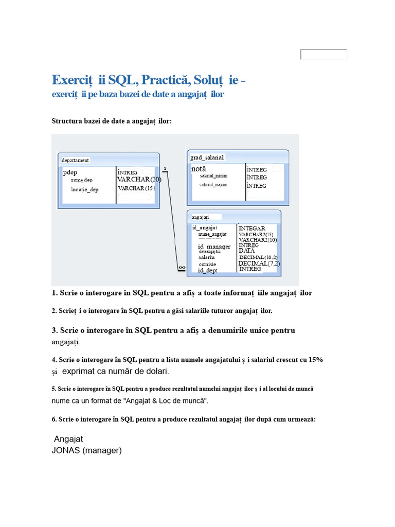 Exercițiu SQL | PDF