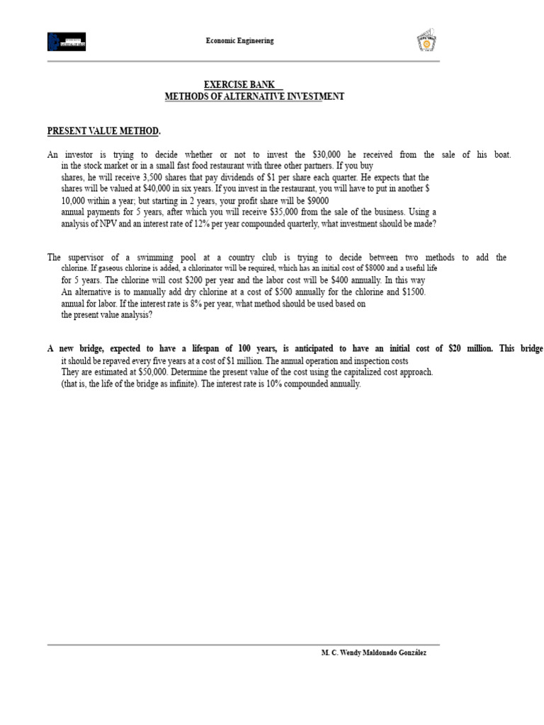 Exercise Bank Unit 2 | PDF | Investing | Present Value