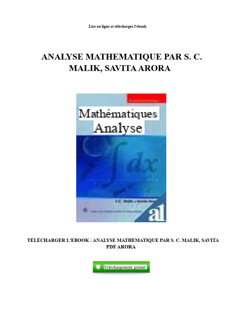 Télécharger l'eBook Analyse Mathématique | PDF | Mathématiques ...