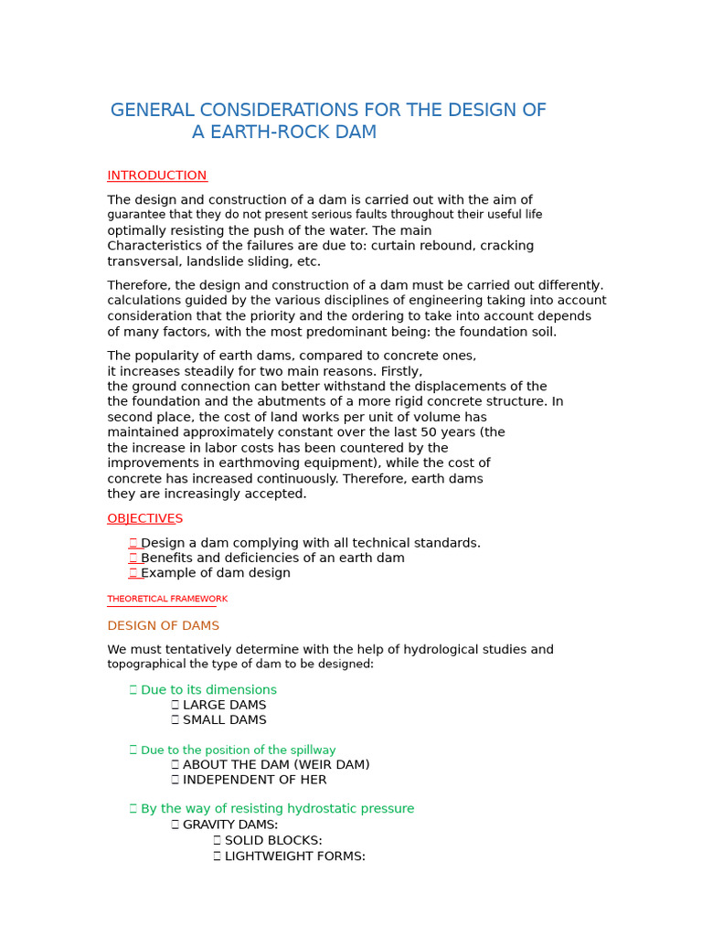 Earth-Rock Dam Design Guidelines | PDF | Dam | Filtration