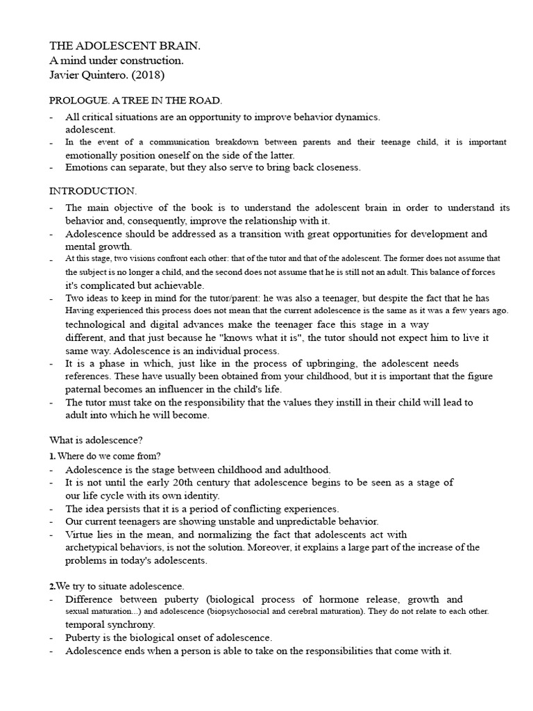 Understanding the Adolescent Brain | PDF | Adolescence | Attention ...