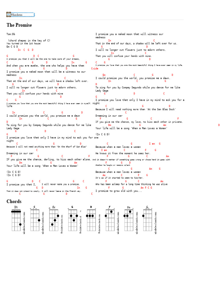 Melendi - The Promise (Uke Chords) | PDF