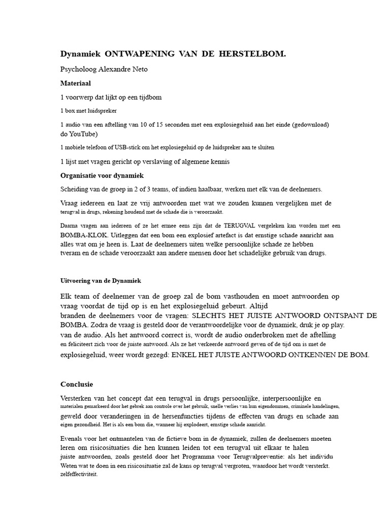 Dynamiek Ontmanteling Van de Terugvalbom. | PDF