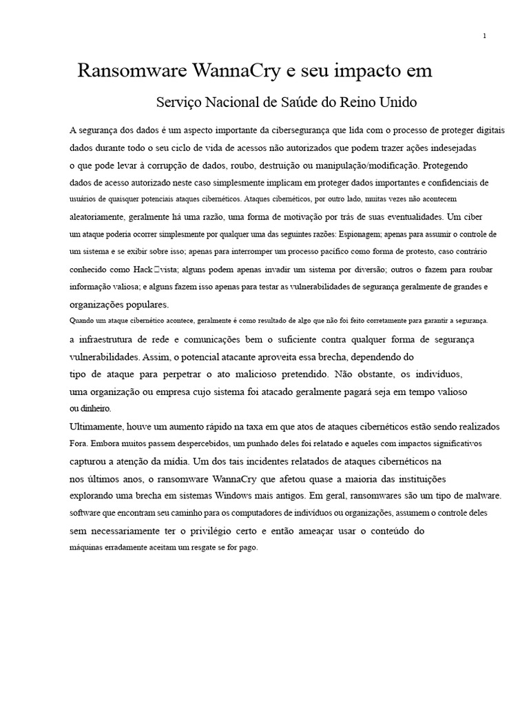 Impacto do Ransomware WannaCry no NHS | PDF | Ransomware | Segurança