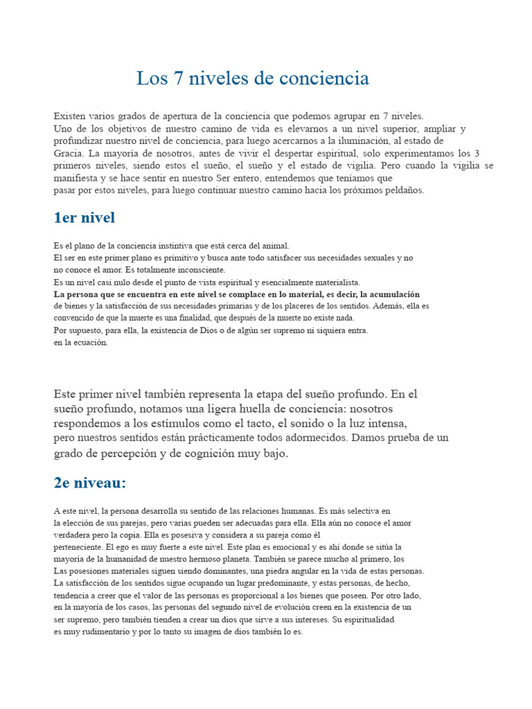 Los 7 Niveles de Conciencia | PDF | Amor | Dios