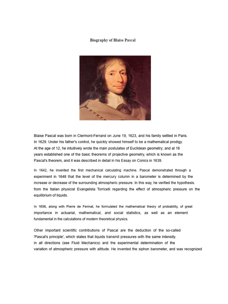 Blaise Pascal | PDF | Mathematics | Vacuum