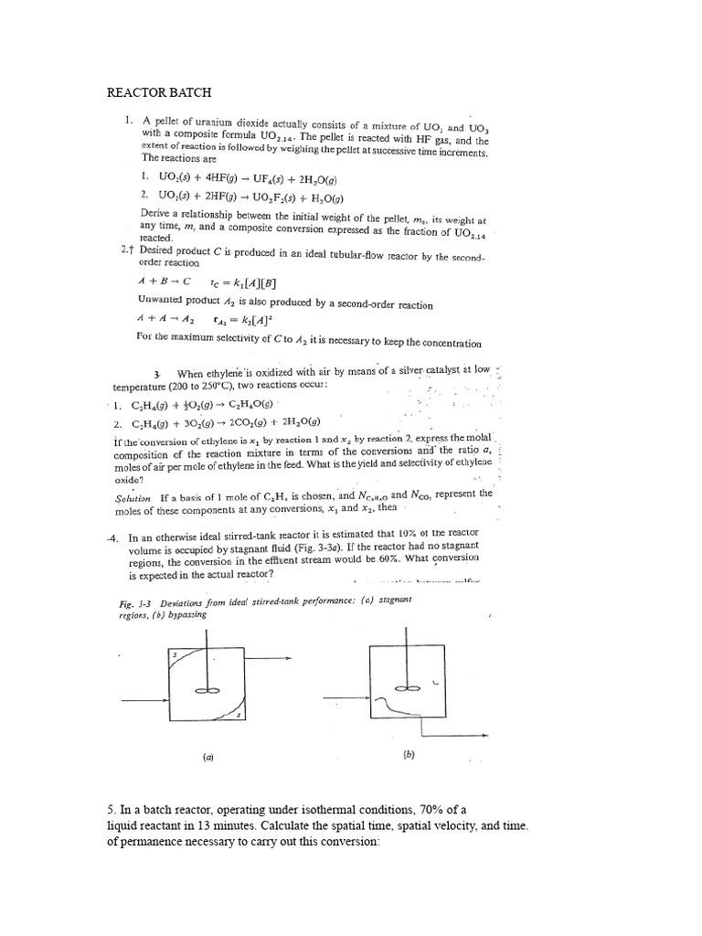 Task 1 Batch Reactor | PDF | Chemical Reactor | Chemical Equilibrium