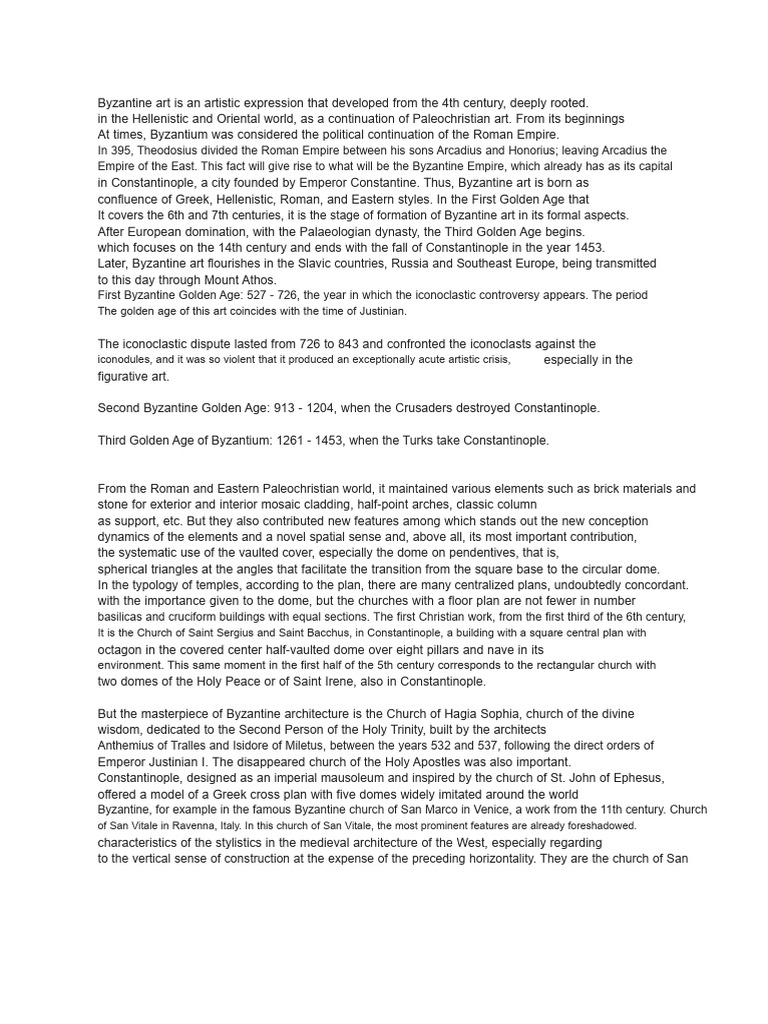 Byzantine Art and Culture | PDF | Byzantine Empire | Constantinople