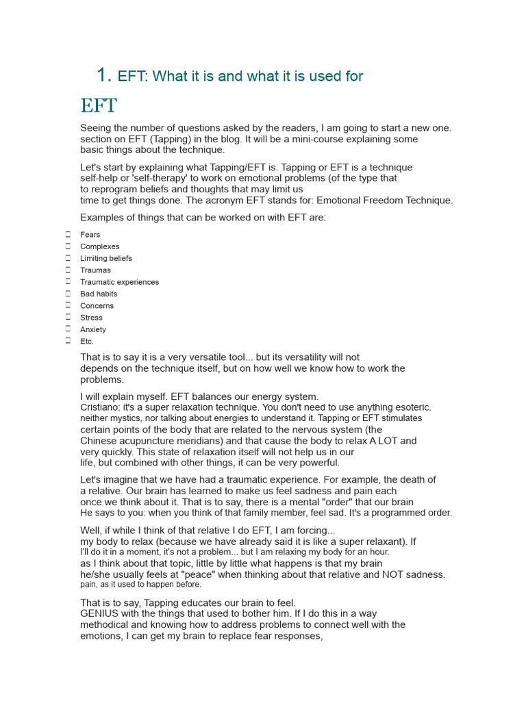 TAPPING | PDF | Emotional Freedom Techniques | Emotions