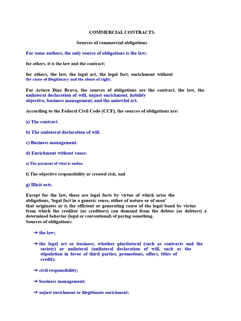 Sources of Commercial Obligations Explained | PDF | Swap (Finance ...