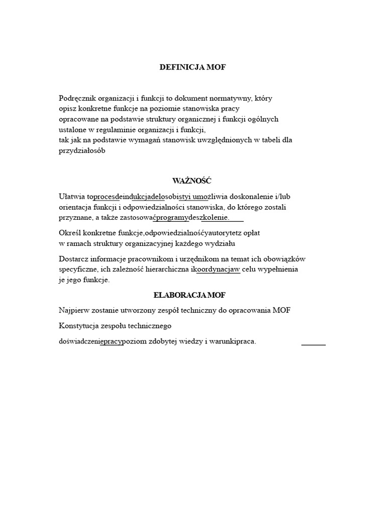 Podsumowanie Mofa | PDF