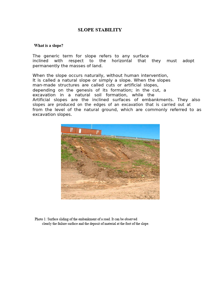 Stability of Slopes - Report | PDF | Landslide | Fault (Geology)