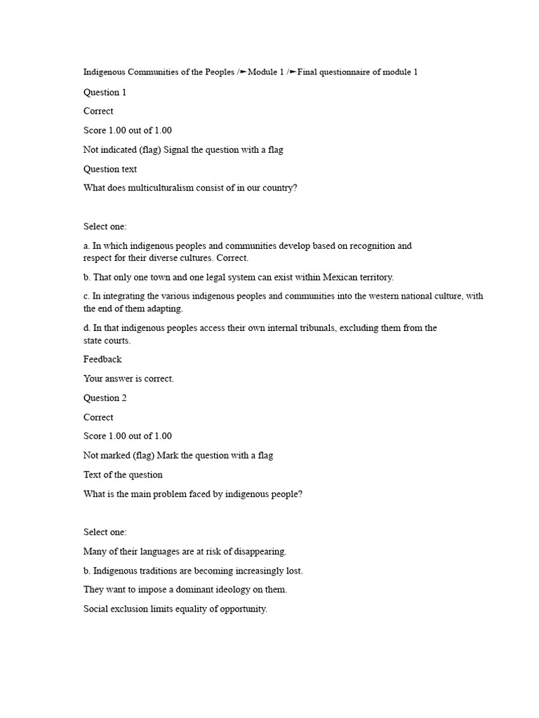 Questionnaire 1 | PDF | Indigenous Peoples | Rights