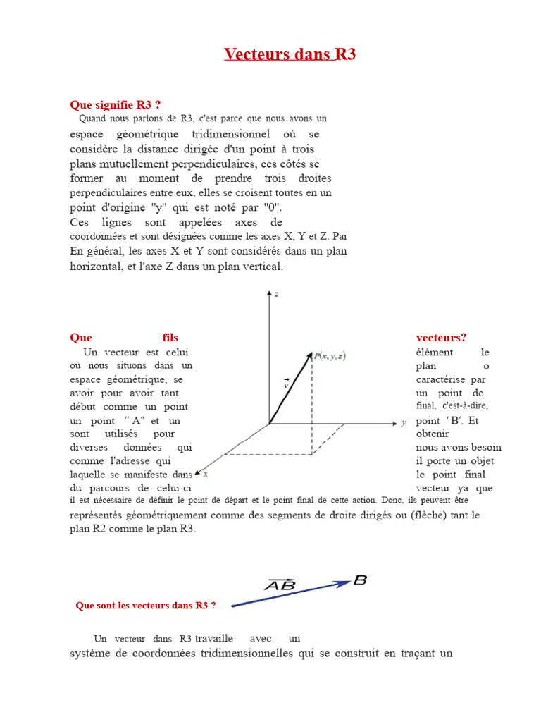 Introduction aux vecteurs dans R3 | PDF | Norme (Mathématiques ...