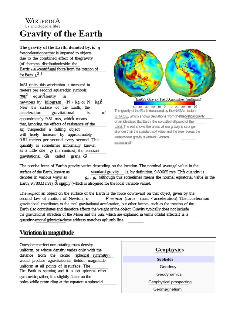 Earth's Gravity: Variations and Effects | PDF | Gravity | Physical ...