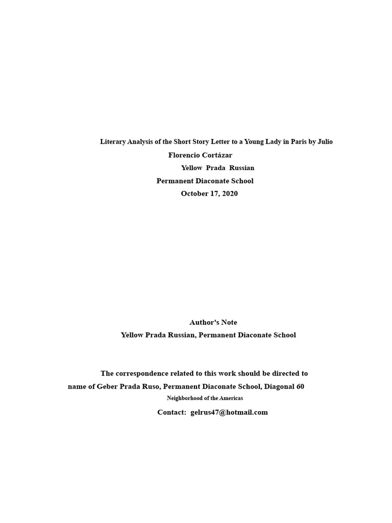 Analyzing Cortázar's Parisian Letter | PDF