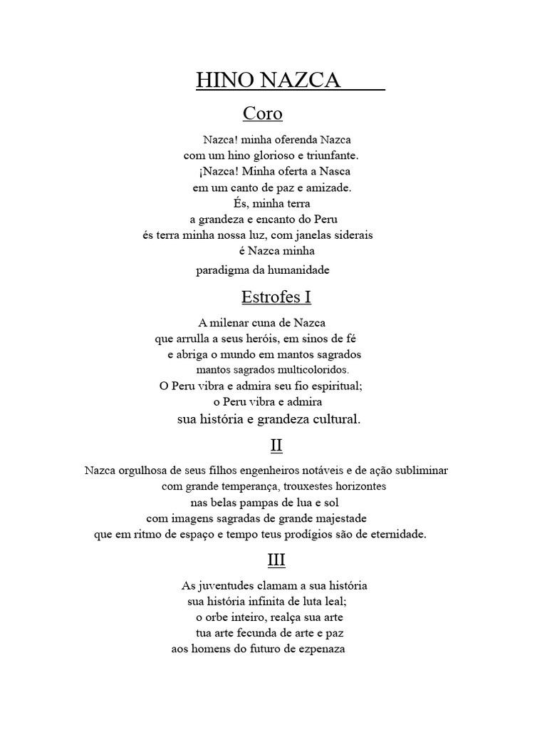 Hino de Nazca: Glória e Cultura Peruana | PDF