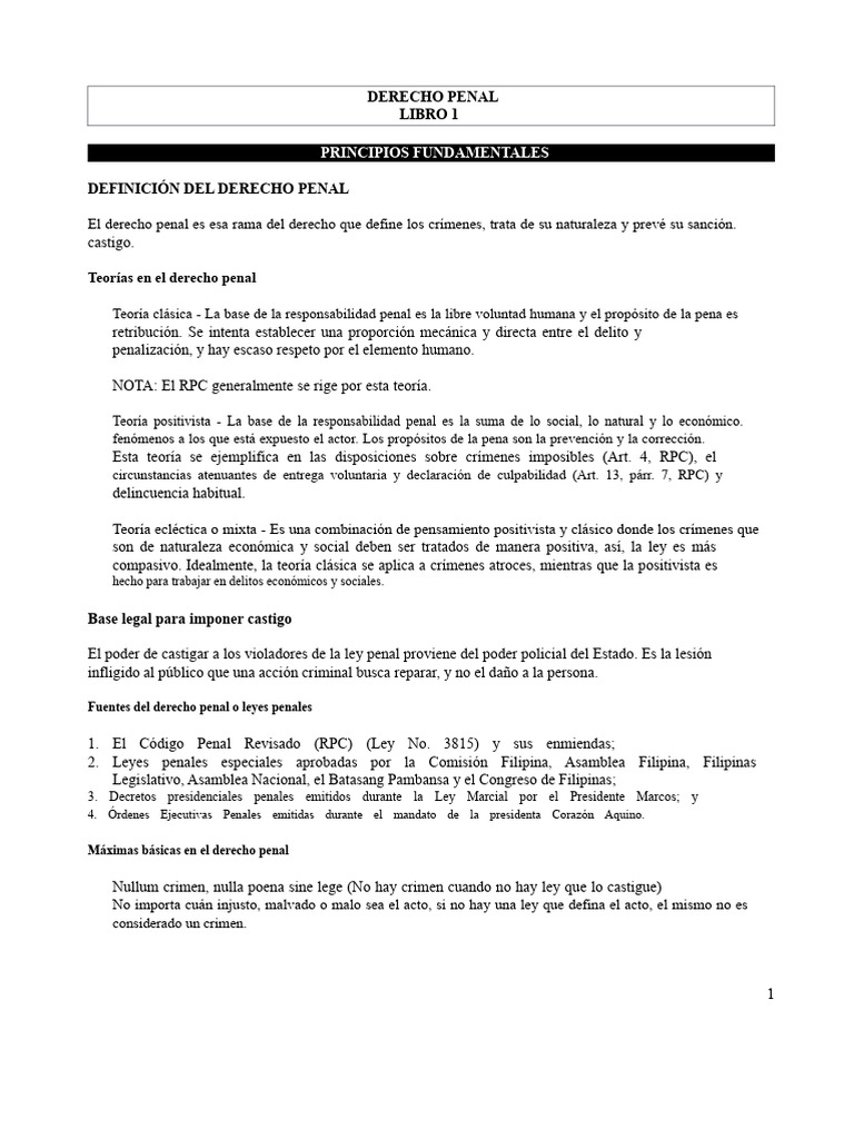 Principios del Derecho Penal en Filipinas | PDF | Crímenes | Crimen y ...