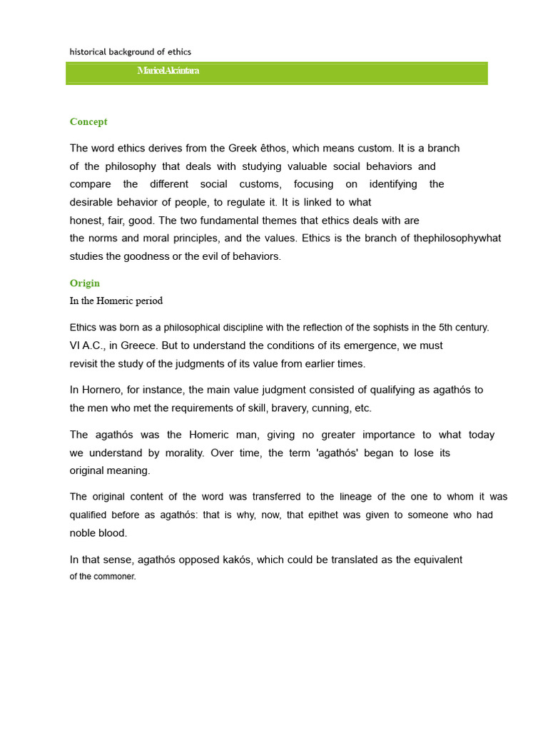Historical Overview of Ethics | PDF | Virtue | Justice