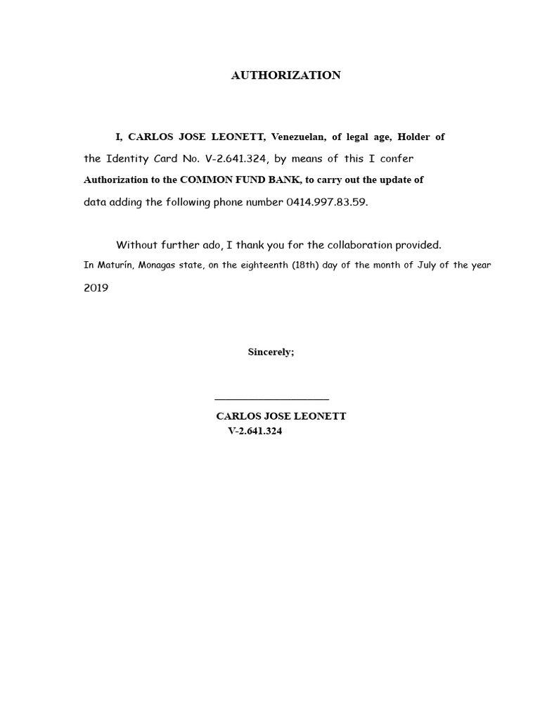 Authorization Other (Various) | PDF | Identity Document